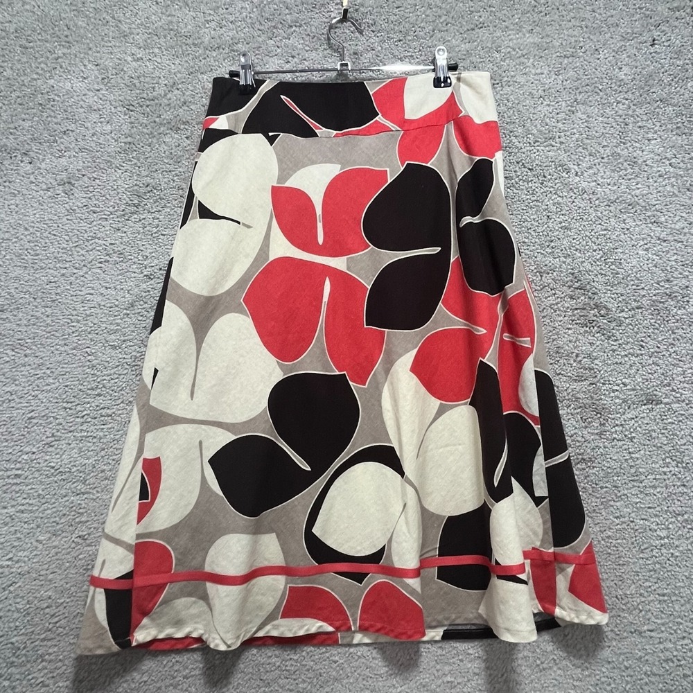 Cato Skirt Women's 8 Multicolor Linen Floral Geometric A Line Knee Length